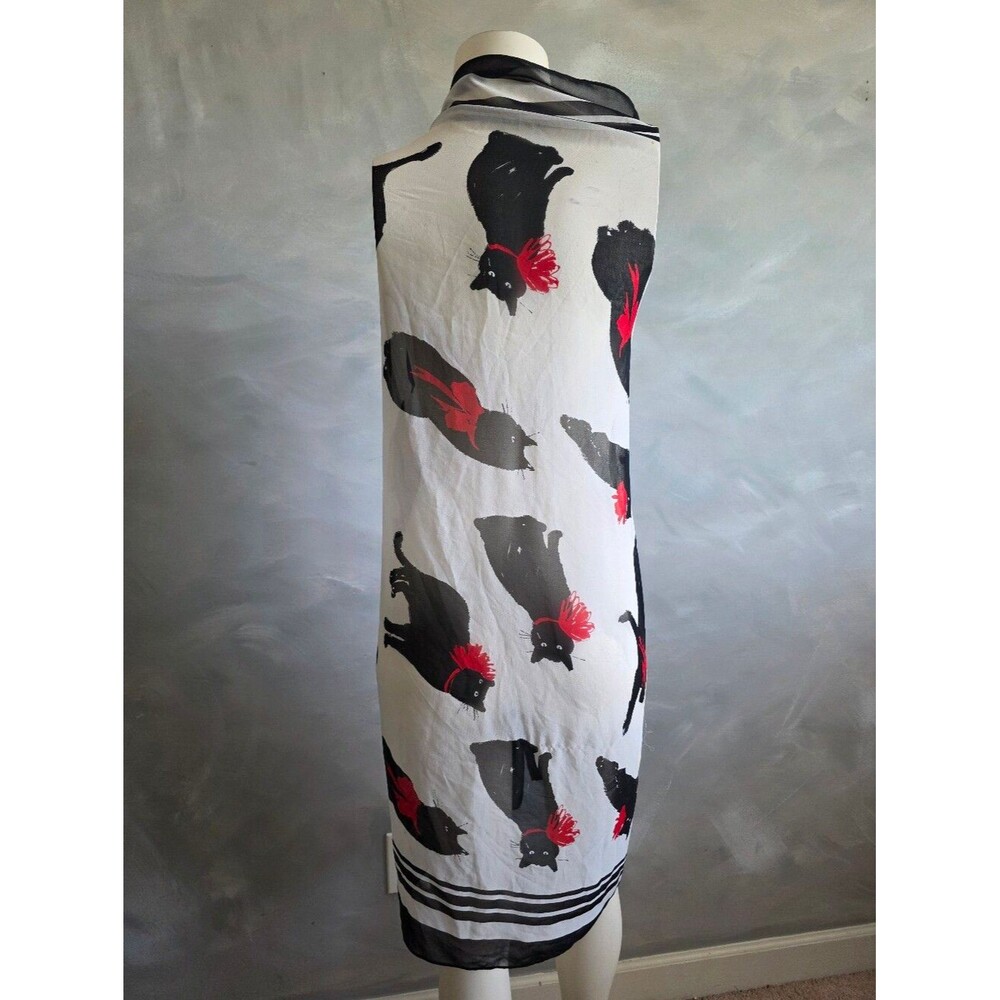 Jason Wu for Target Milu Black Cat Red Bow All Over Novelty Print Sheer Scarf 41